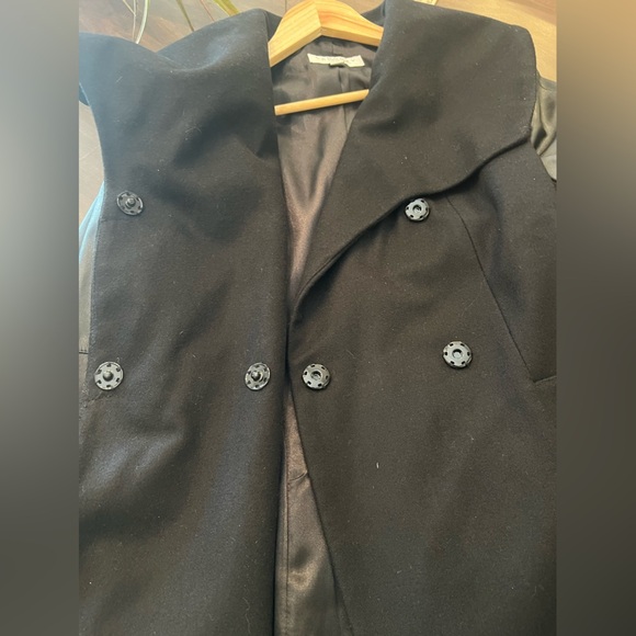 LAUNDRY BY SHELLI SEGAL S/CH/P ASYMMETRICAL WOMENS WOOL BLEND COAT BLACK SMALL - Picture 2 of 14